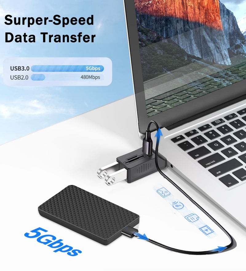 VIENON 5-Port USB 3.0 Hub with SD TF Card Reader, USB Extender Adapter with Memory SD/Micro SD Card Reader, USB 3.0/2.0 Ports, Portable USB Splitter for Laptop,PC, Camera, Flash Driver, HDD, Dash Cam - Image 5