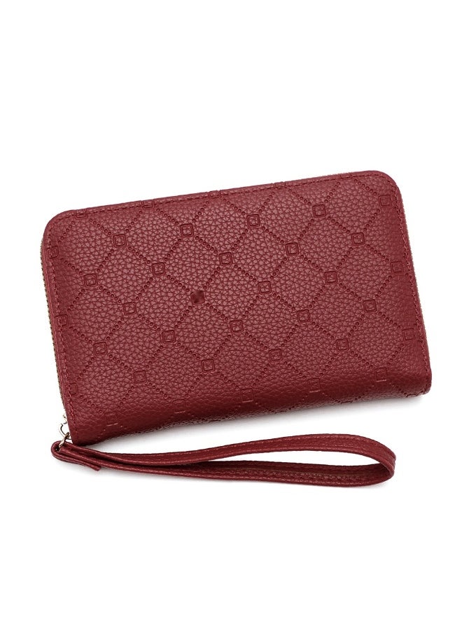 NIBEMINENT Women's Coin Purse Korean Version Simple Large Capacity Card Bag Zipper Hand Bag Mobile Phone Bag Driver's License Document Bag  - Image 1