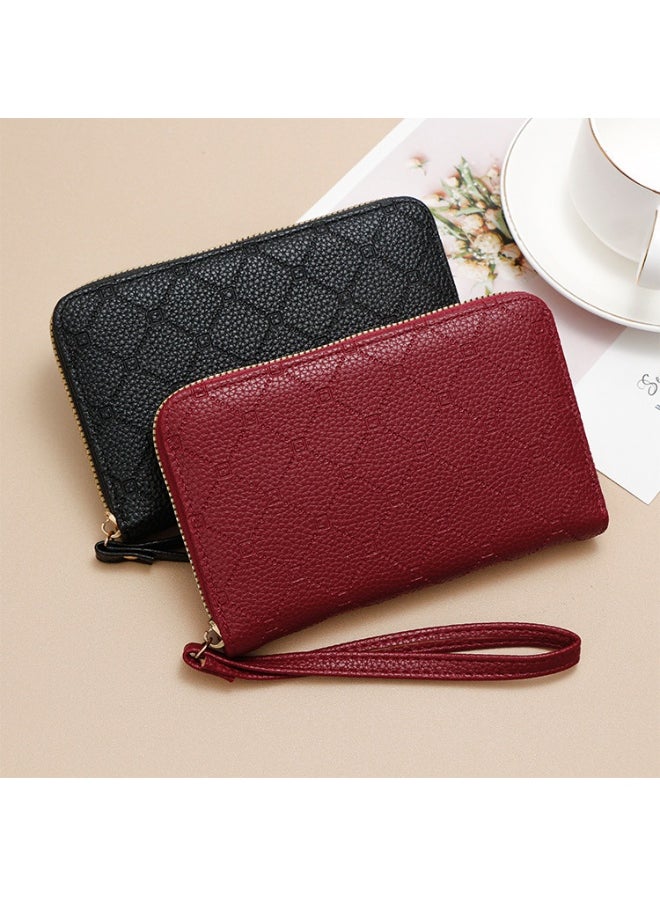 NIBEMINENT Women's Coin Purse Korean Version Simple Large Capacity Card Bag Zipper Hand Bag Mobile Phone Bag Driver's License Document Bag  - Image 2
