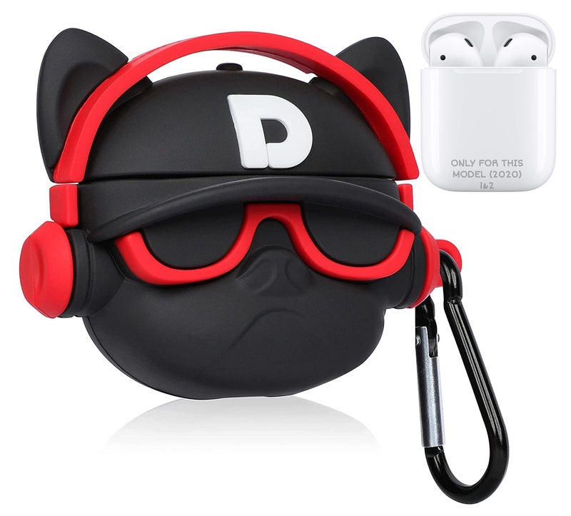EMOH ROCED Apple AirPods Case Cover for 1st and 2nd Generation Protective Shock Proof Case Cover Compatible with AirPods 2&1 with Keychain (Red Over Black) - Image 1