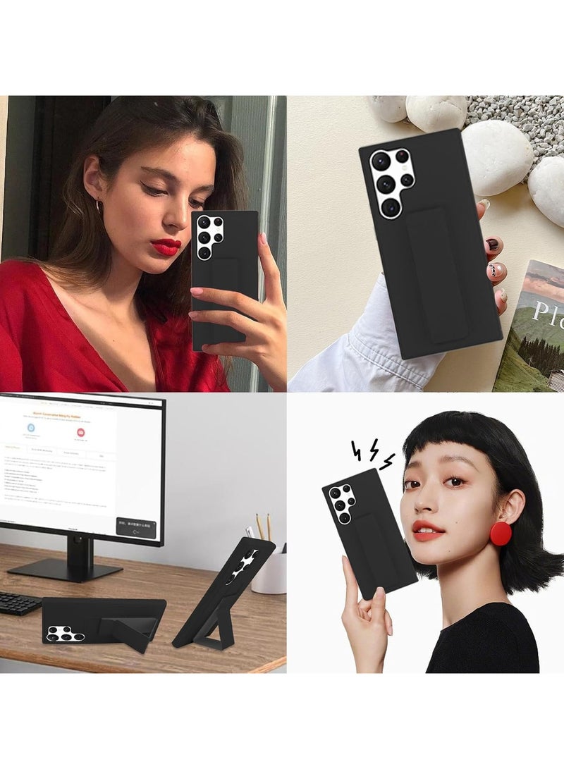 DUSALA Samsung Galaxy S24 Ultra Case Cover Back Stand Cover Magnetic Holder Silicone Cover Wrist Strap Full protection Anti Fingerprint Case For Samsung Galaxy S24 Ultra - Image 3