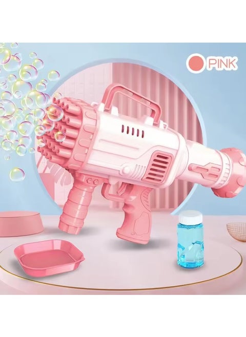 32 Hole Design Portable Large Capacity Bazooka Bubble Gun Toy - Pink
