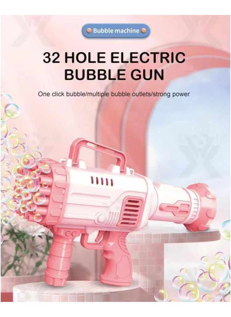 32 Hole Design Portable Large Capacity Bazooka Bubble Gun Toy - Pink