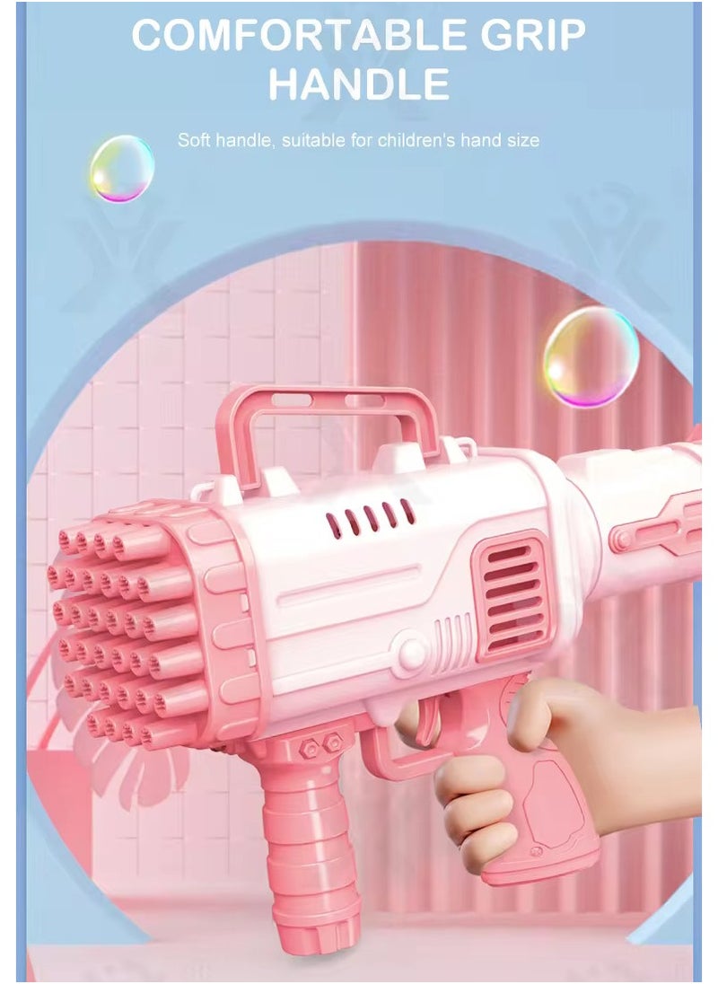 32 Hole Design Portable Large Capacity Bazooka Bubble Gun Toy - Pink