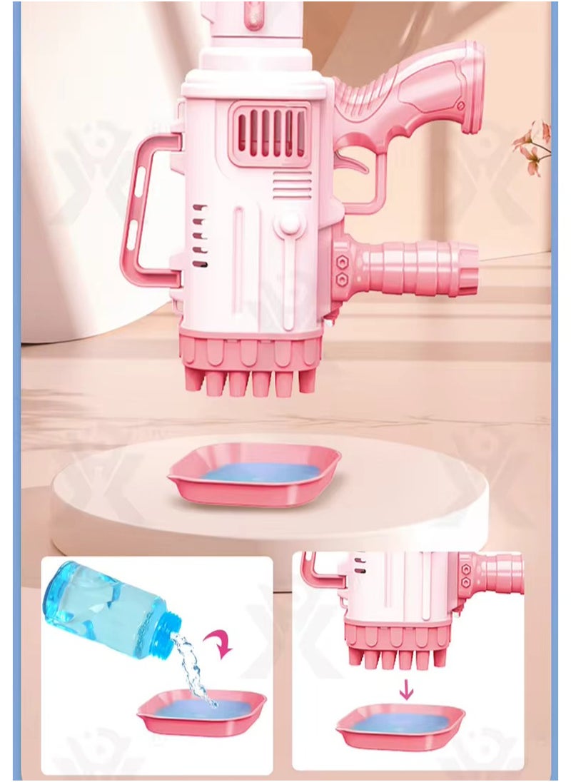 32 Hole Design Portable Large Capacity Bazooka Bubble Gun Toy - Pink