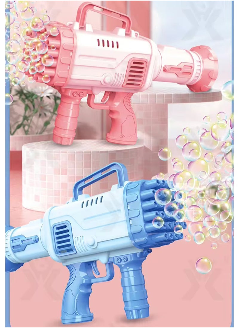 32 Hole Design Portable Large Capacity Bazooka Bubble Gun Toy - Pink