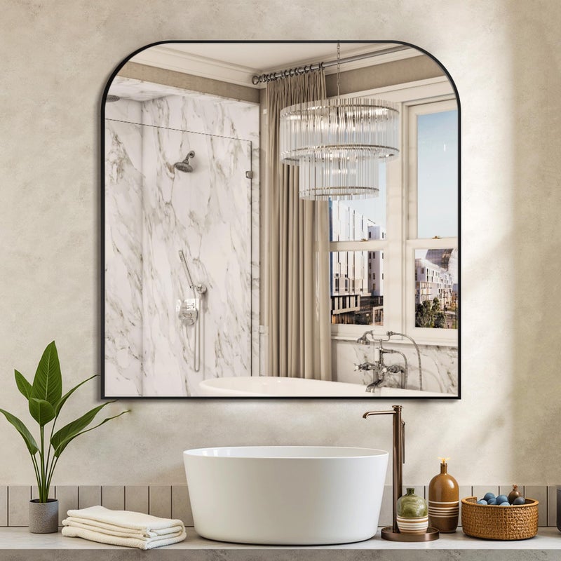 Delma Bathroom Vanity Mirror,30" x 30" Black Metal Framed Wall Mirror for Over Sink, Living Room, Bedroom,Entryway Decor - Image 2
