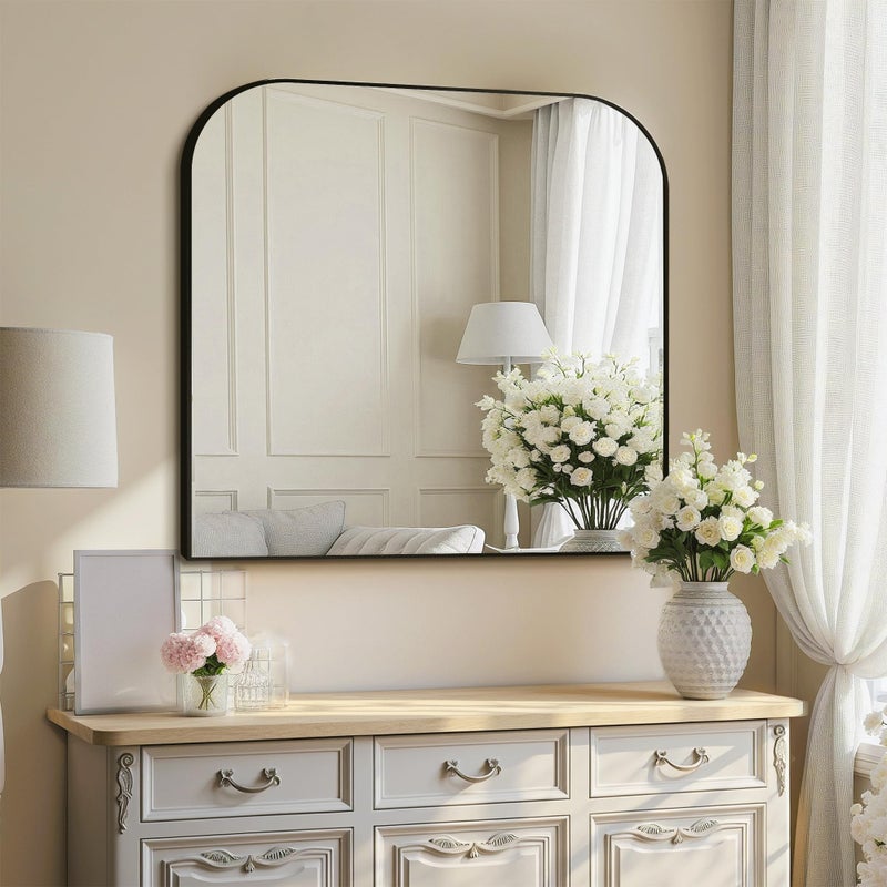 Delma Bathroom Vanity Mirror,30" x 30" Black Metal Framed Wall Mirror for Over Sink, Living Room, Bedroom,Entryway Decor - Image 3