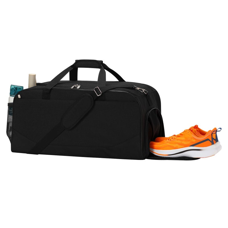 iFARADAY 47L Travel Duffel Bag with Shoe Compartment, Weekender Gym Duffle Bag with Luggage Sleeve & Multiple Pockets for Overnight Trips (Black) - Image 1
