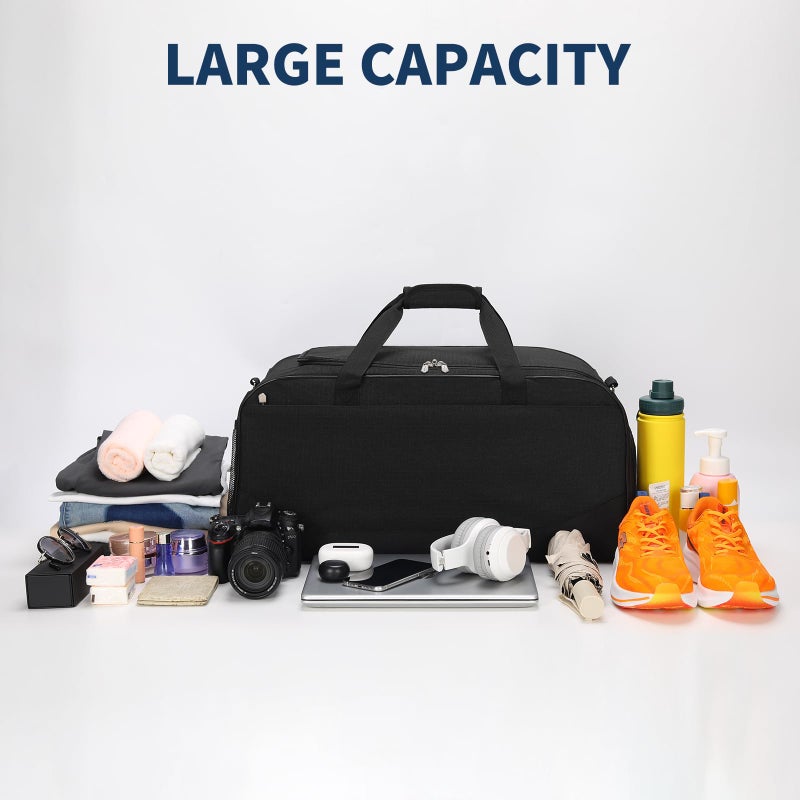 iFARADAY 47L Travel Duffel Bag with Shoe Compartment, Weekender Gym Duffle Bag with Luggage Sleeve & Multiple Pockets for Overnight Trips (Black) - Image 4