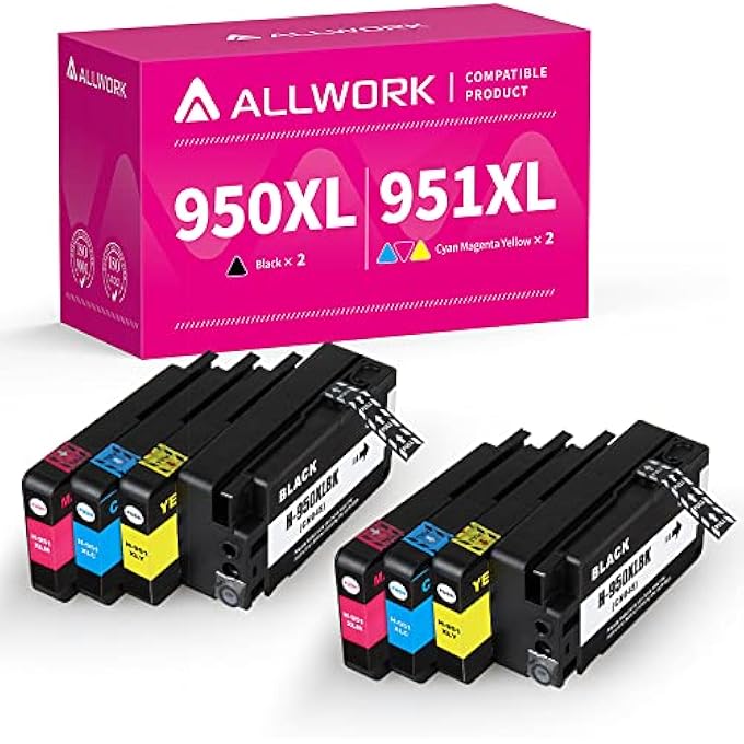 COMPATIBLE 950 951 XL INK CARTRIDGE REPLACEMENT FOR HP 950XL 951XL FOR OFFICEJET PRO 8610 8600 8620 8630 8640 8660 8100 8615 8625 251DW 271DW 276DW PRINTER (2 BLACK 2 CYAN 2 MAGENTA 2 YELLOW) - Image 1