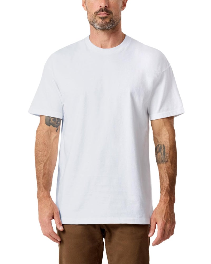 INTO THE AM Men's Heavyweight T Shirts for Men - Boxy 100% Cotton Heavy Duty Thick Weight Tshirt (White, Medium) - Image 1