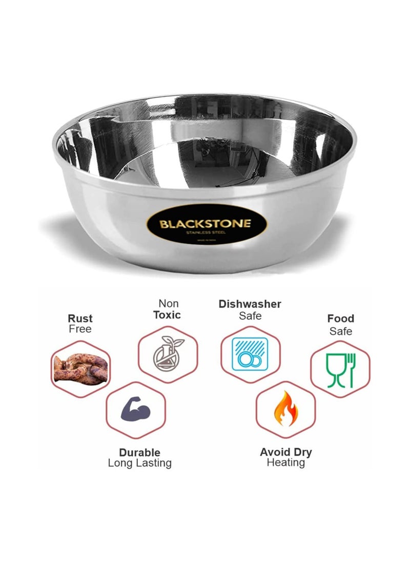 BLACKSTONE Stainless Steel Mixing Serving Bowls for Kitchen Set of 2Pc 13cm - 500ml  - Image 5