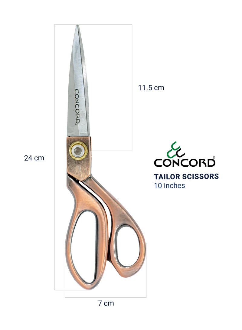 CONCORD - Silk Cut Dressmaker Shears, 260mm | 10 inch Tailoring Scissor| Copper Rivets, High Polished Finish, Long Lasting | Glossy Bronze - Image 4