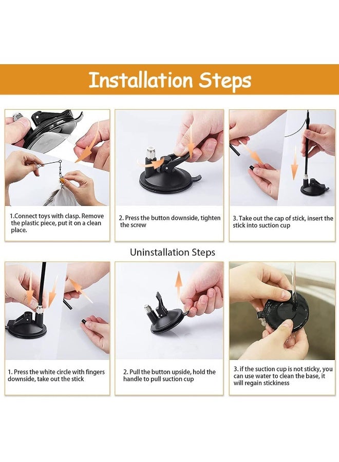 NeoStyle Cat Feather Toys, Cat Wand Toy with Powerful Suction Cup, Interactive Cat Toy Detachable Feather Replacements with Bell for Indoor Cats - Image 3