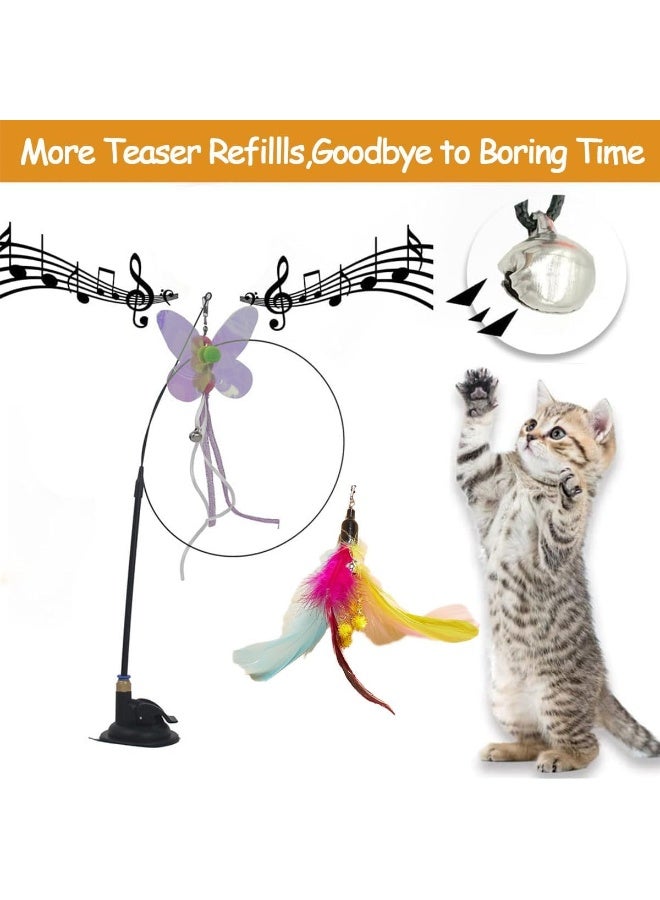 NeoStyle Cat Feather Toys, Cat Wand Toy with Powerful Suction Cup, Interactive Cat Toy Detachable Feather Replacements with Bell for Indoor Cats - Image 5
