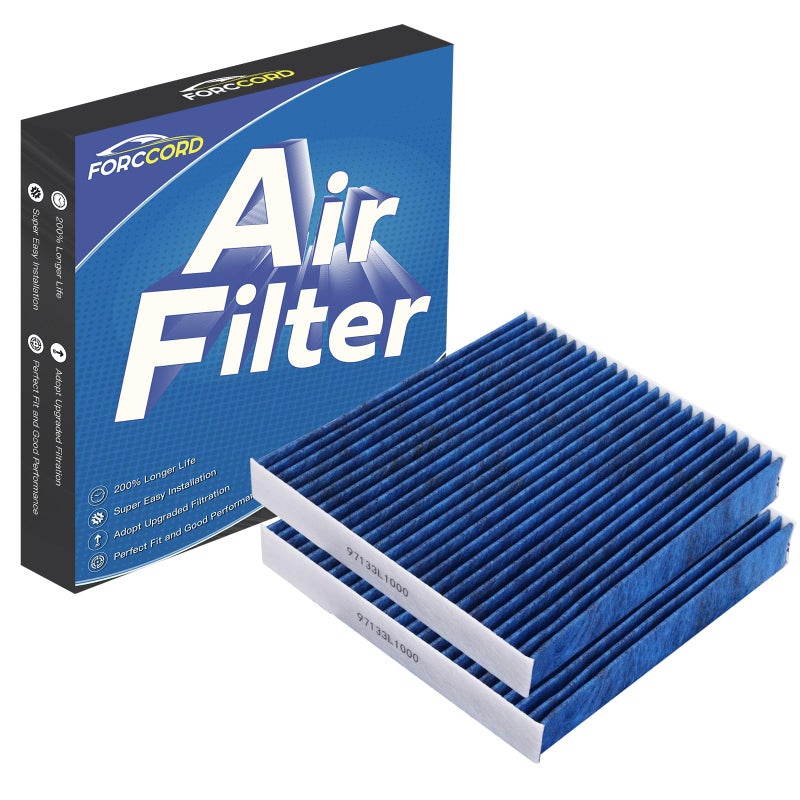 Forccord 2 PACK HEPA Cabin Air Filter Fits for Hyundai Elantra Ioniq 5 Santa Fe Sonata Tucson Kia K5 Activated Carbon Cabin Filter Replacement 97133L1000 Car Accessories