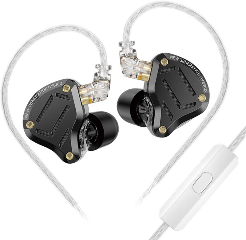 Kinboofi سماعة رأس مراقبة داخل الأذن KZ ZS10 Pro 2، سماعة رأس KZ مع مفتاح ضبط 4 مستويات متعددة المشغلات داخل الأذن IEM، سماعات أذن ألعاب سلكية مطورة 1DD+4BA مع كابل 2Pin لعشاق الصوت (أسود، مع ميكروفون) - Image 1