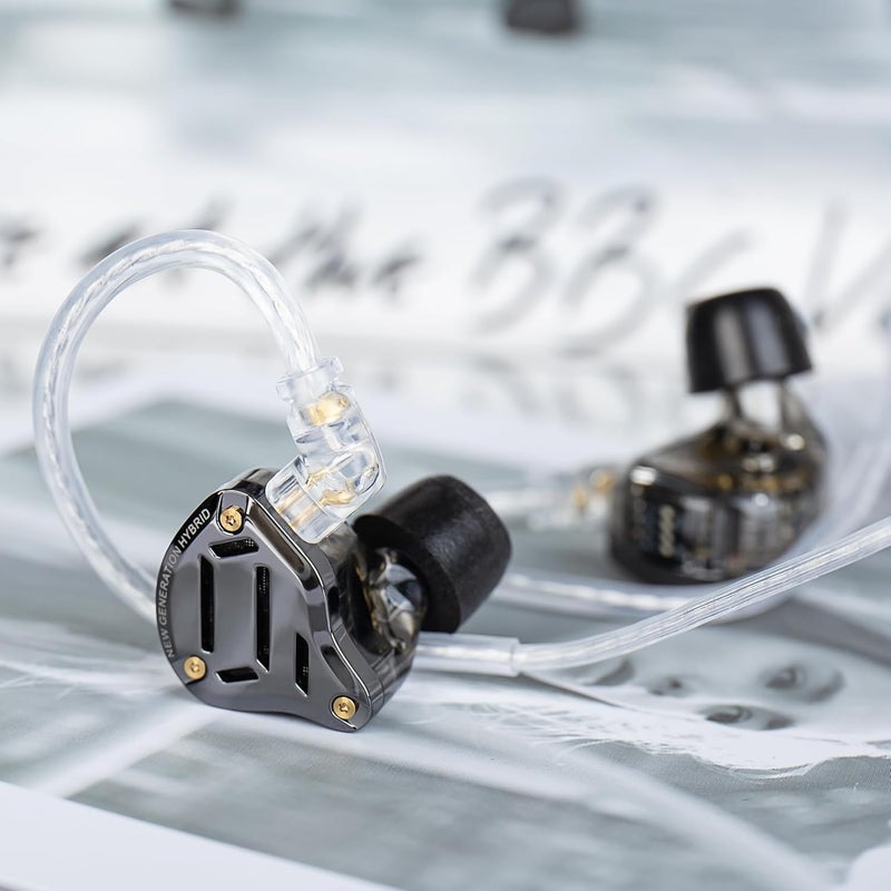 Kinboofi سماعة رأس مراقبة داخل الأذن KZ ZS10 Pro 2، سماعة رأس KZ مع مفتاح ضبط 4 مستويات متعددة المشغلات داخل الأذن IEM، سماعات أذن ألعاب سلكية مطورة 1DD+4BA مع كابل 2Pin لعشاق الصوت (أسود، مع ميكروفون) - Image 2