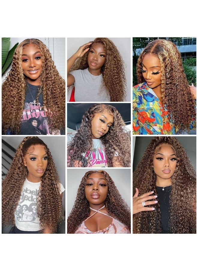 ZZMDS 26 Inch 13X6 Highlight Ombre Deep Wave Lace Front Wigs Human Hair Pre Plucked 427 Colored Glueless Wigs Water Wave Honey Blonde Curly Lace Frontal Wigs Human Hair For Women With Baby Hair - Image 5