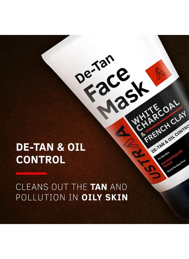 Ustraa - De-Tan Face Mask Oily Skin - 125 Gm - Wash-Off Mask | Effectively Removes Tan & Pollutants | With Highest-Grade White Charcoal & French Clay | Cleanses & Balances Oil - Image 1