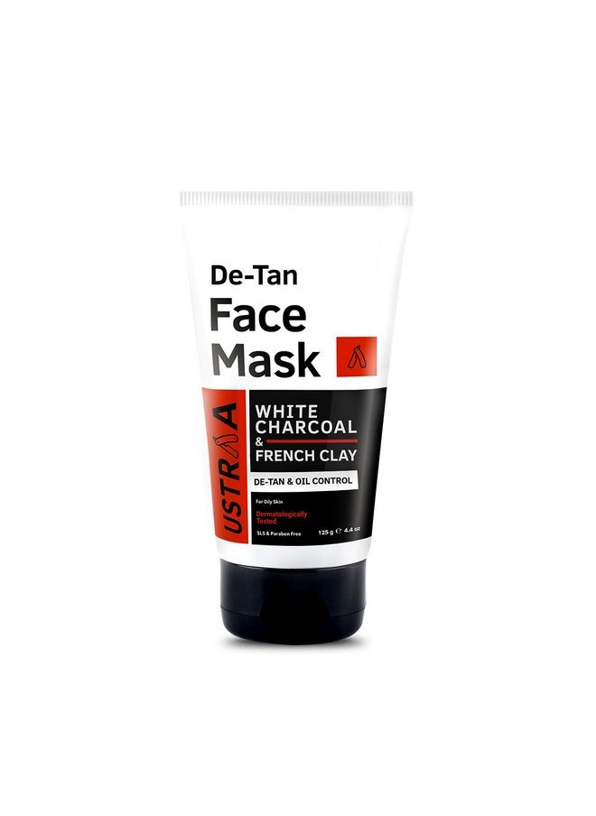 Ustraa - De-Tan Face Mask Oily Skin - 125 Gm - Wash-Off Mask | Effectively Removes Tan & Pollutants | With Highest-Grade White Charcoal & French Clay | Cleanses & Balances Oil - Image 1