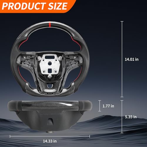 JIANGGAI D-Shaped Steering Wheel, Perforated Leather Grip Real Carbon Fiber Steering Wheel Fit for Chevrolet Camaro 2012-2015 - Image 2