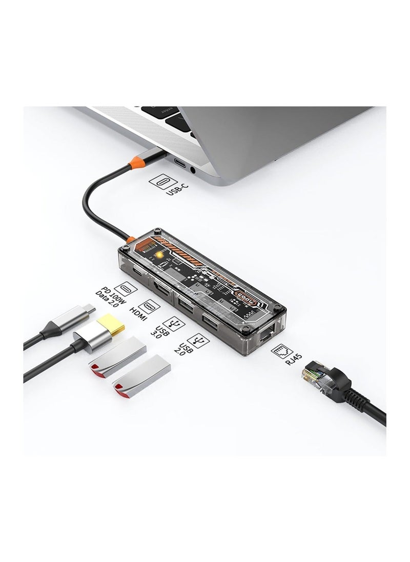 Y&D - USB C Hub Multiport Adapter, 5 in 1 Docking Station, USB-C Adapter with HDMI 4K 30Hz, LAN RJ45, 100W PD, 3.0 and 2.0 for MacBook Pro/Air M1, iPad Pro/Air, Surface Pro 5-in-1 Dock - Image 1