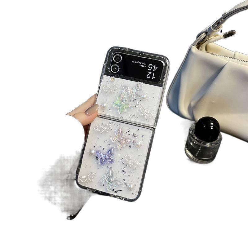Protective Case | Resin Butterfly | TPU | Pearl Butterfly | Drop Protection | Shockproof Cover for Samsung Galaxy Z Fold 5 - Image 2