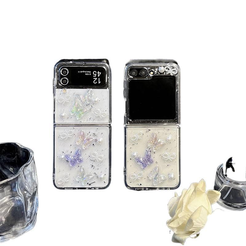 Protective Case | Resin Butterfly | TPU | Pearl Butterfly | Drop Protection | Shockproof Cover for Samsung Galaxy Z Fold 5 - Image 1