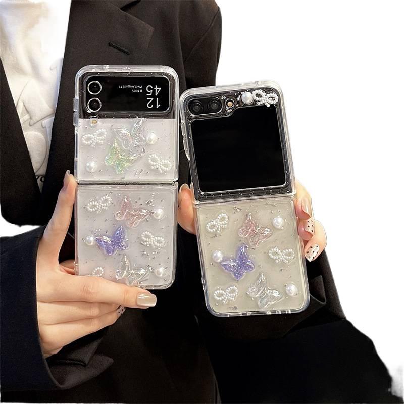 Protective Case | Resin Butterfly | TPU | Pearl Butterfly | Drop Protection | Shockproof Cover for Samsung Galaxy Z Fold 5 - Image 3