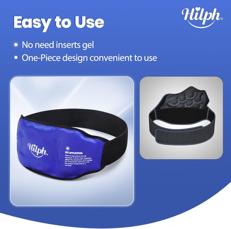 Hilph حزمة ثلج هيلف لتخفيف آلام الظهر قابلة لإعادة الاستخدام لفافة جل الظهر الساخن والبارد للعلاج بالضغط حزمة ثلج قطنية لإصابات الظهر العصب الوركي القرص المنزلق أو التنكس آلام العصعص باللون الأزرق - Image 2