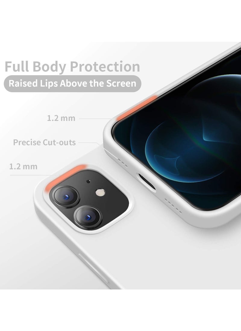 متوافق مع جراب iPhone 11 مقاس 6.1 بوصة من السيليكون السائل النحيف 4 طبقات من مطاط الجل الناعم المقاوم للصدمات مع بطانة من الألياف الدقيقة المضادة للخدش (أبيض)