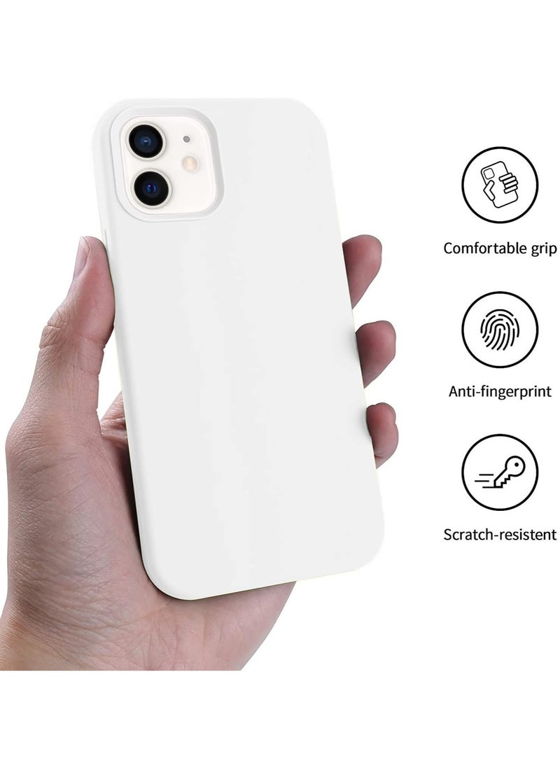 متوافق مع جراب iPhone 11 مقاس 6.1 بوصة من السيليكون السائل النحيف 4 طبقات من مطاط الجل الناعم المقاوم للصدمات مع بطانة من الألياف الدقيقة المضادة للخدش (أبيض)