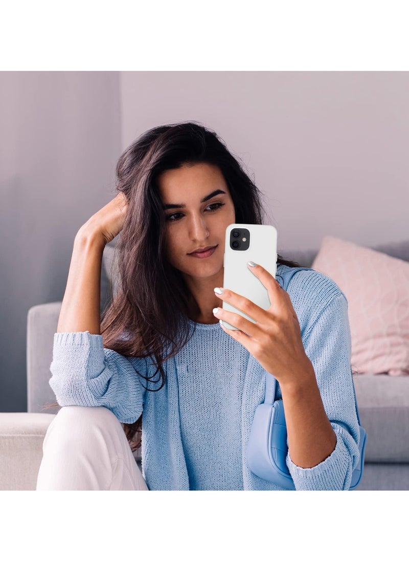 متوافق مع جراب iPhone 11 مقاس 6.1 بوصة من السيليكون السائل النحيف 4 طبقات من مطاط الجل الناعم المقاوم للصدمات مع بطانة من الألياف الدقيقة المضادة للخدش (أبيض)