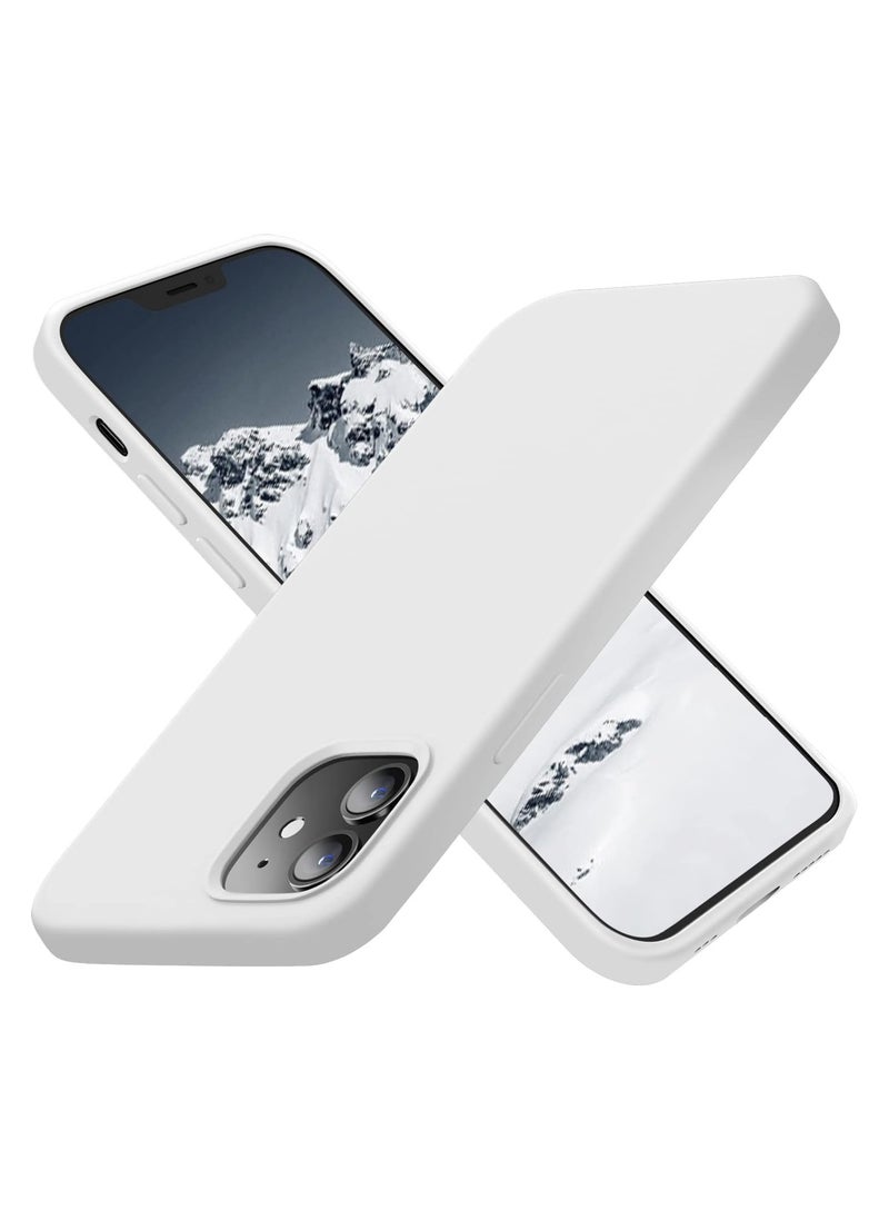 متوافق مع جراب iPhone 11 مقاس 6.1 بوصة من السيليكون السائل النحيف 4 طبقات من مطاط الجل الناعم المقاوم للصدمات مع بطانة من الألياف الدقيقة المضادة للخدش (أبيض)