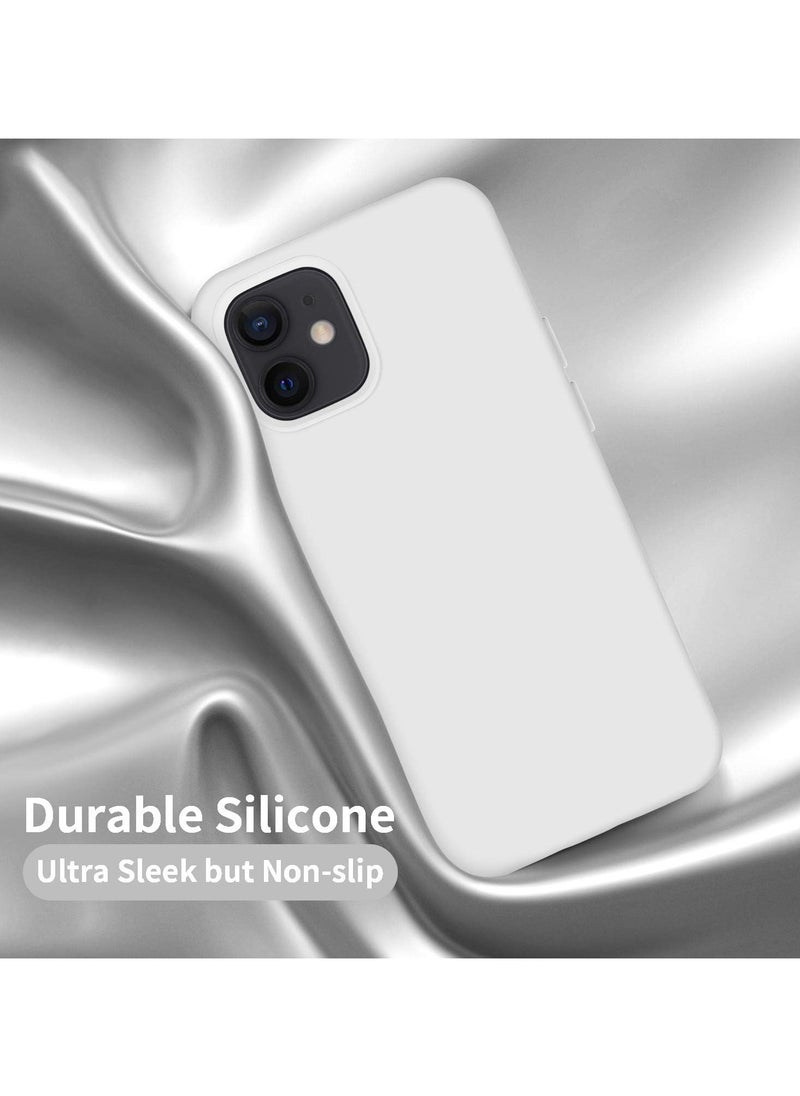 متوافق مع جراب iPhone 11 مقاس 6.1 بوصة من السيليكون السائل النحيف 4 طبقات من مطاط الجل الناعم المقاوم للصدمات مع بطانة من الألياف الدقيقة المضادة للخدش (أبيض)