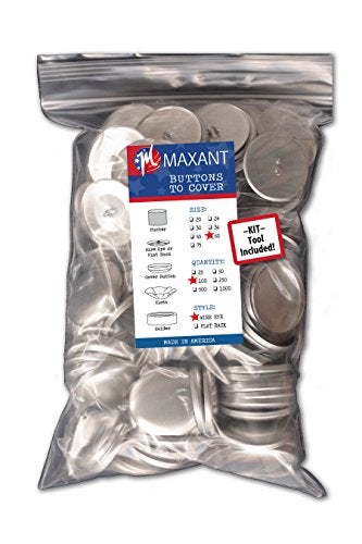 M MAXANT 100 Buttons to Cover - Made in USA - Self Cover Buttons with Wire Eyes - Size 60 with Tool - Image 1