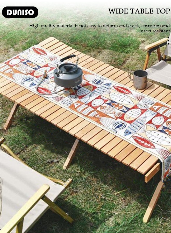 DUNISO طاولة ألومنيوم قابلة للطي، طاولة تخييم محمولة لـ 4-6 أشخاص، طاولة طعام منخفضة قابلة للطي خفيفة الوزن مع حقيبة حمل للاستخدام الخارجي والداخلي، للشواء، الفناء، الحفلات، الرحلات - Image 5