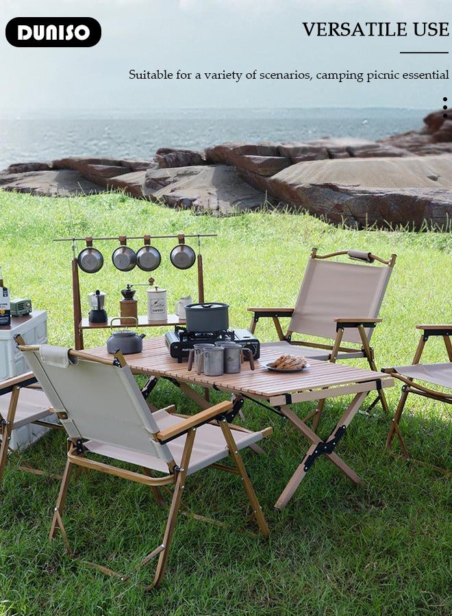 DUNISO طاولة ألومنيوم قابلة للطي، طاولة تخييم محمولة لـ 4-6 أشخاص، طاولة طعام منخفضة قابلة للطي خفيفة الوزن مع حقيبة حمل للاستخدام الخارجي والداخلي، للشواء، الفناء، الحفلات، الرحلات - Image 3