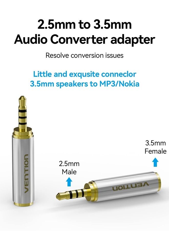 VENTION Vention 3.5mm Female to 2.5mm Male Audio Adapter Converter Premium Quality Headphone Earphone Headset 2.5mm to 3.5mm 3 Ring Jack Stereo or Mono 2 Pack - Image 3