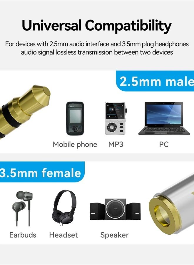 VENTION Vention 3.5mm Female to 2.5mm Male Audio Adapter Converter Premium Quality Headphone Earphone Headset 2.5mm to 3.5mm 3 Ring Jack Stereo or Mono 2 Pack - Image 5