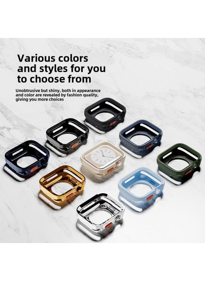 Generic - Suitable For Apple Watch Iwatch4/5/6/7/8/9 Candy Color W1 Anti-fall Case Protection TPU Half Soft Case-Color:Pink-Exterior Dimension:S10-46mm (with Carton Packaging) - Image 1