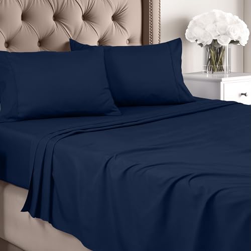 Utopia Bedding Full Sheet Set  Brushed Microfiber  Soft Bed Sheets for Full Size Bed  Includes 1 Fitted 1 Flat  2 Pillow Cases  Deep Pocket Navy