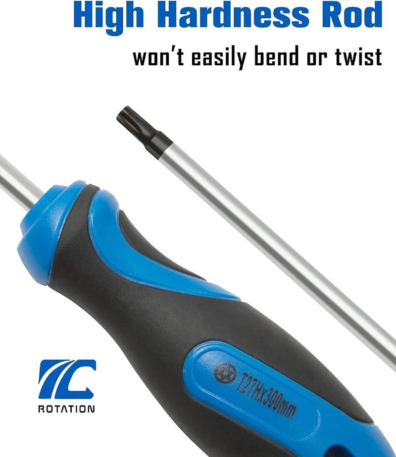 ROTATION 5-Piece Extra Long Torx Screwdrivers Set, S2 Steel, blade length 12-inch T15-T30, plus Long star Screwdrivers - Image 3