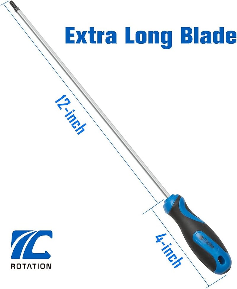 ROTATION 5-Piece Extra Long Torx Screwdrivers Set, S2 Steel, blade length 12-inch T15-T30, plus Long star Screwdrivers - Image 1