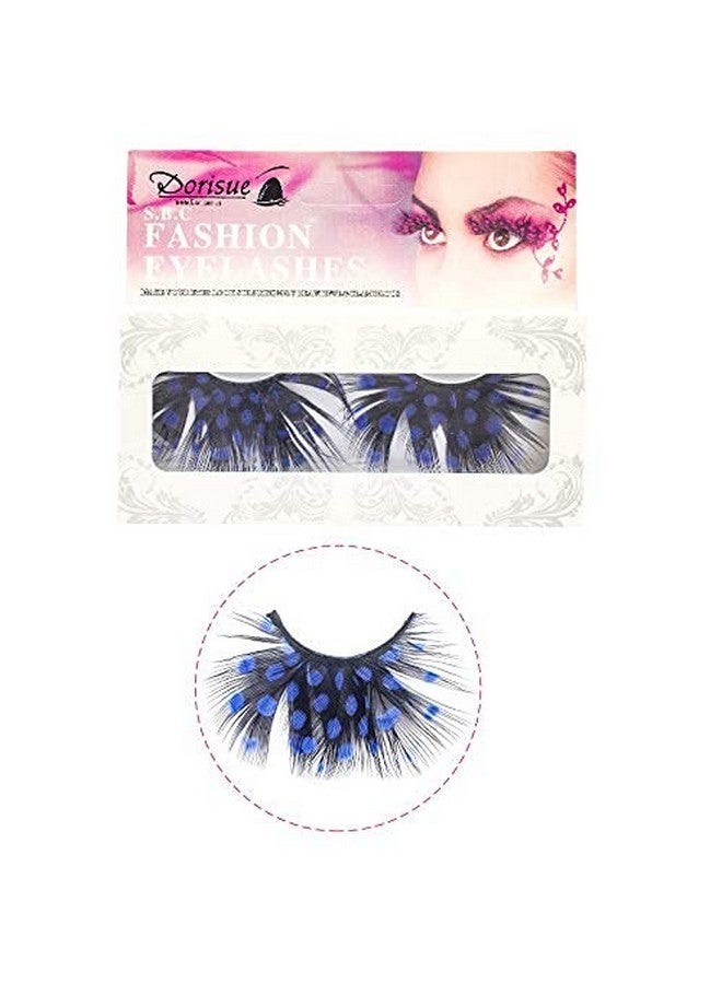 Dorisue Mermaid Party Lashes Anime lashes Blue Eyelashes Dark Blue colored Cosplay blue vessel lashes 3d False Eyelashes Extension for Women Girls Night show Costume lashes for woman - Image 4