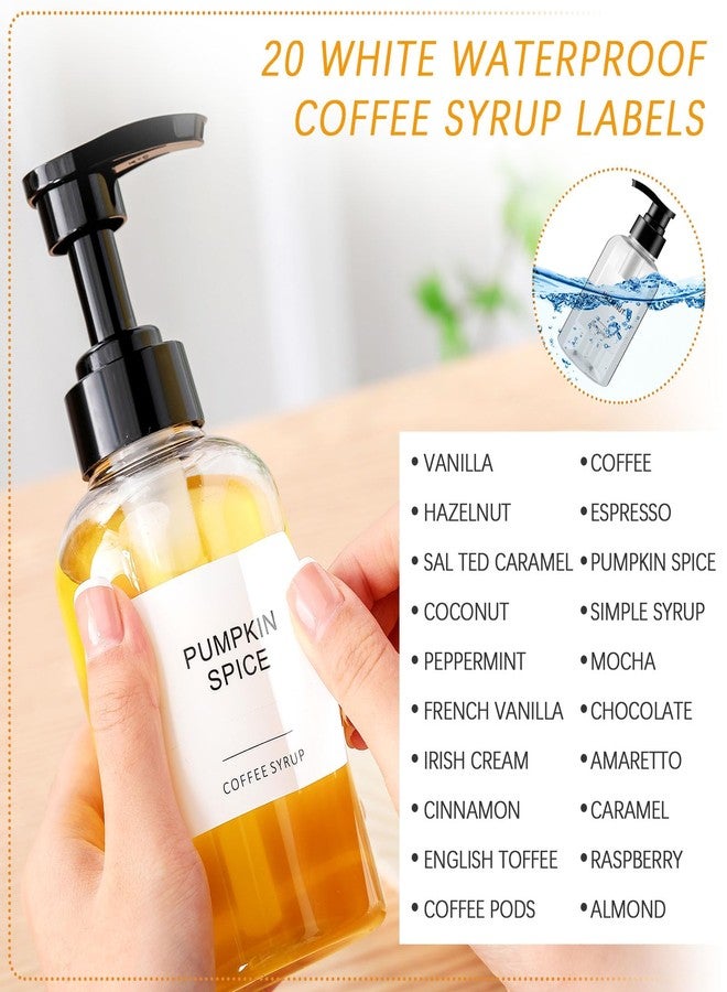 Maxdot 12 Pcs Coffee Syrup Dispenser Bottle with Pump Drink Syrup Container with Labels for Kitchen Restaurant Coffee Bar Accessories Organization, Black(10 Oz) - Image 3