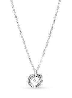 Round Full Diamond Double Ring Color Coded Necklace With Diamond Inlaid Opening Necklace