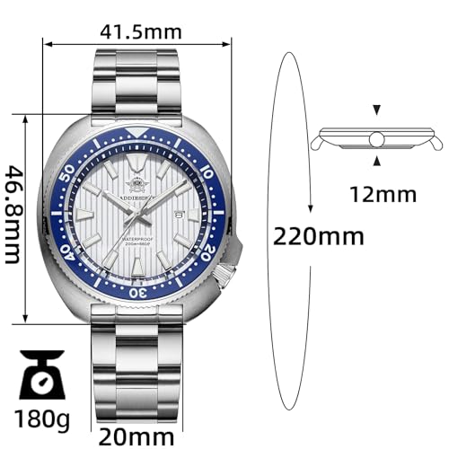 ADDIESDIVE Thin 12 MM Diver Watch Waterproof 200 M Date Display Stainless Steel Analog Sport Watches for Man Venetian Blinds Pattern Dial - Image 2
